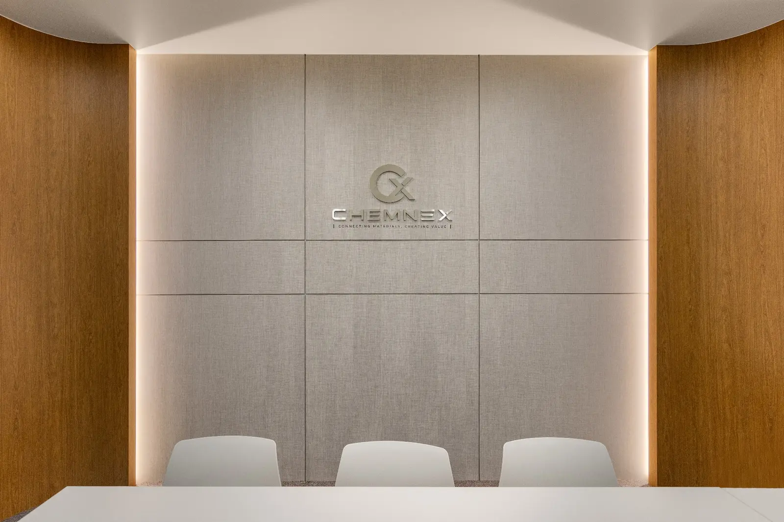 인천 송도 CHEMNEX 회의 공간의 브랜드 월